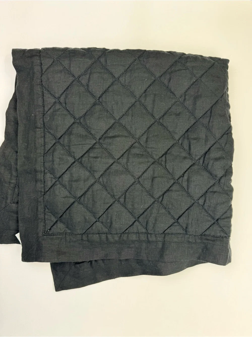 POTTERY BARN Belgian Linen Shams Black (3) Euro & King